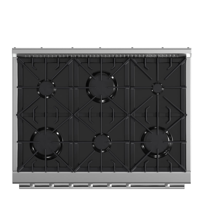 Forno Marco 36" Freestanding Gas Range in Stainless Steel, 6 Burners, Convection Fan, FFSGS6277-36