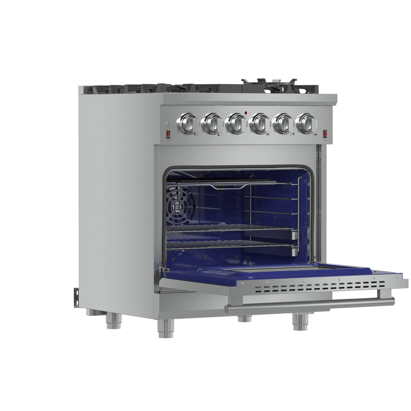 Forno Massimo 30" Freestanding Gas Range in Stainless Steel, 5 Sealed Burners, Air Fry, Griddle, FFSGS6239-30