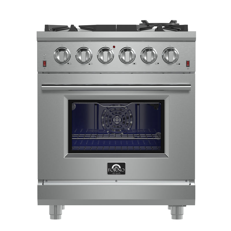 Forno Massimo 30" Freestanding Gas Range in Stainless Steel, 5 Sealed Burners, Air Fry, Griddle, FFSGS6239-30