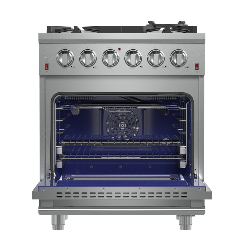 Forno Massimo 30" Freestanding Gas Range in Stainless Steel, 5 Sealed Burners, Air Fry, Griddle, FFSGS6239-30