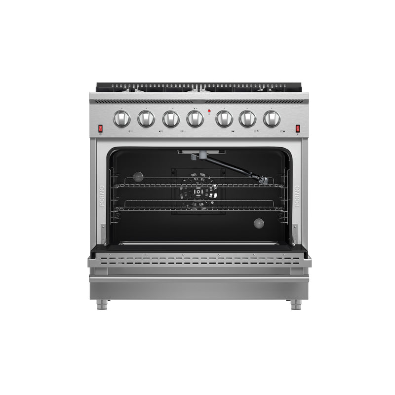 Forno Galiano 36" Freestanding Gas Range in Stainless Steel, 6 Burners, True Convection, FFSGS6244-36