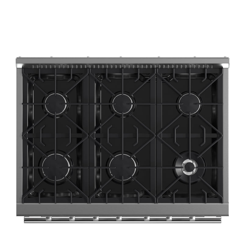 Forno Galiano 36" Freestanding Gas Range in Stainless Steel, 6 Burners, True Convection, FFSGS6244-36