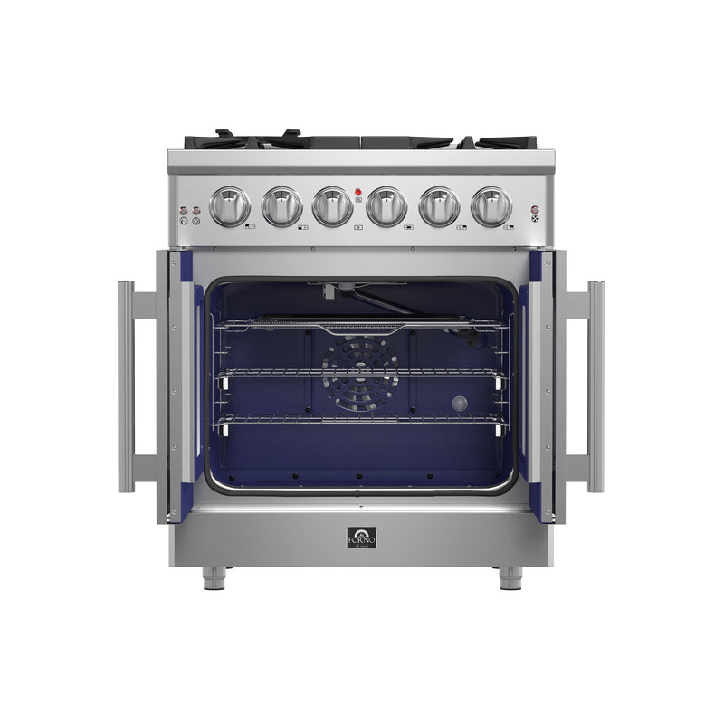 Forno Massimo 30" Freestanding French Door Gas Range, Air Fry, 5 Burners, FFSGS6439-30