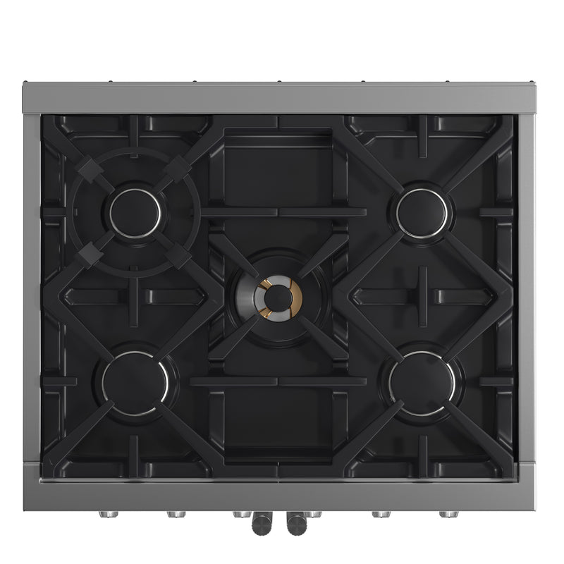 Forno Massimo 30" Freestanding French Door Gas Range, Air Fry, 5 Burners, FFSGS6439-30