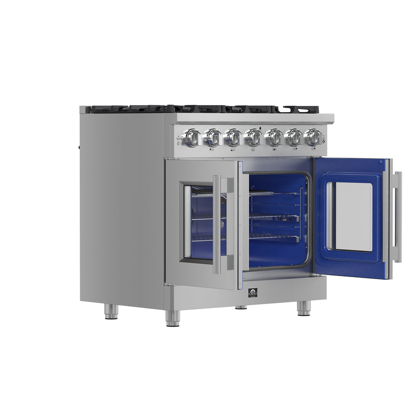 Forno Massimo 36" Freestanding French Door Gas Range, Air Fry, 6 Burners, FFSGS6439-36