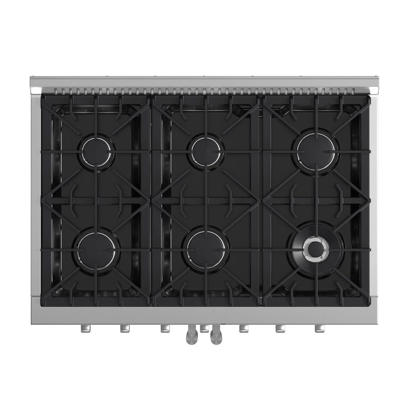 Forno Galiano 36" Freestanding French Door Gas Range, 6 Burners, Convection Fan, FFSGS6444-36