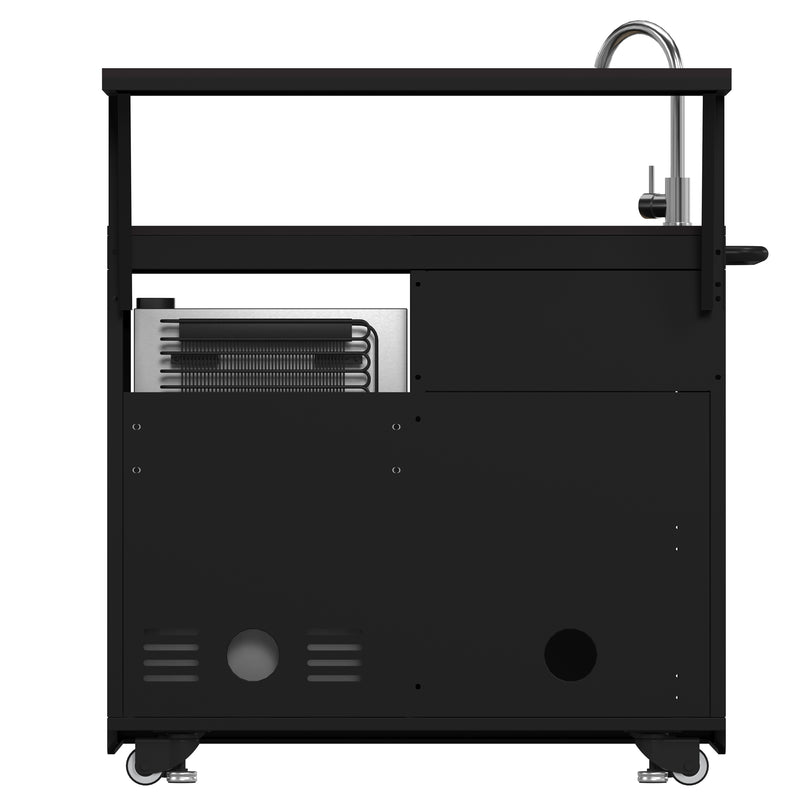 Forno All'Aperto Outdoor Kitchen Island with 87,600 BTU Gas Grill, 18" Pizza Oven, Bar & Beverage Center, FODKT2551BLK