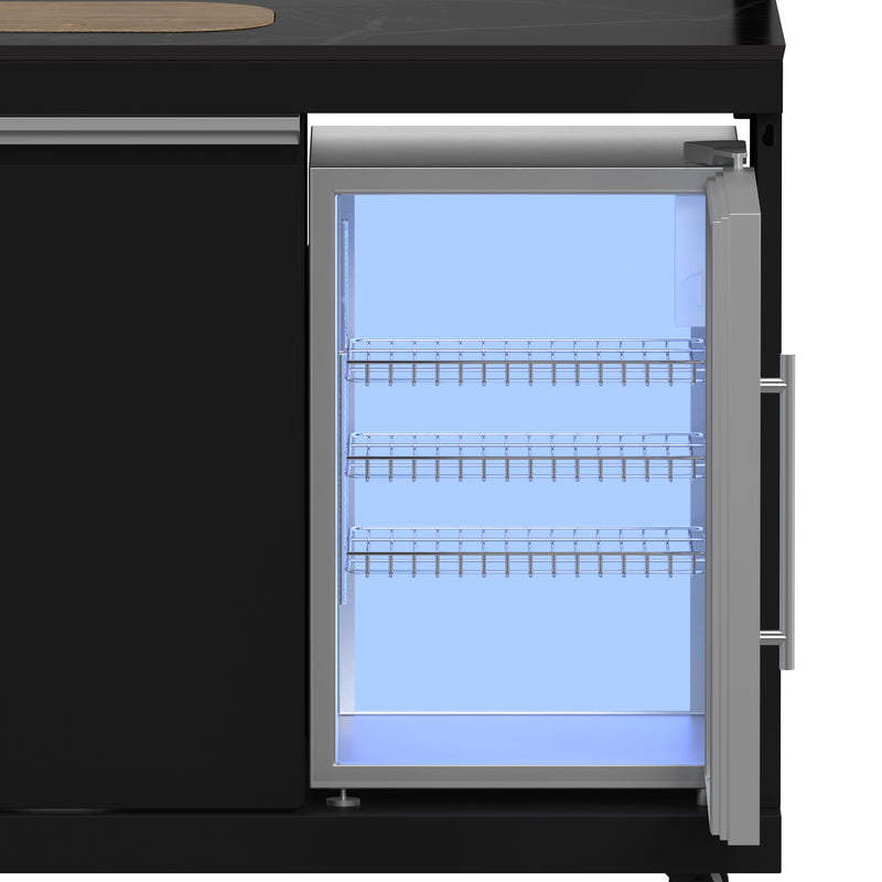 Forno All'Aperto Outdoor Kitchen with 99,600 BTU BBQ, 36,000 BTU Plancha, 19,000 BTU Pizza Oven, Black Sintered Stone Countertops, FODKT2568BLK