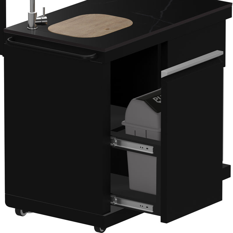 Forno All'Aperto Outdoor Kitchen with 99,600 BTU BBQ, 36,000 BTU Plancha, 19,000 BTU Pizza Oven, Black Sintered Stone Countertops, FODKT2568BLK