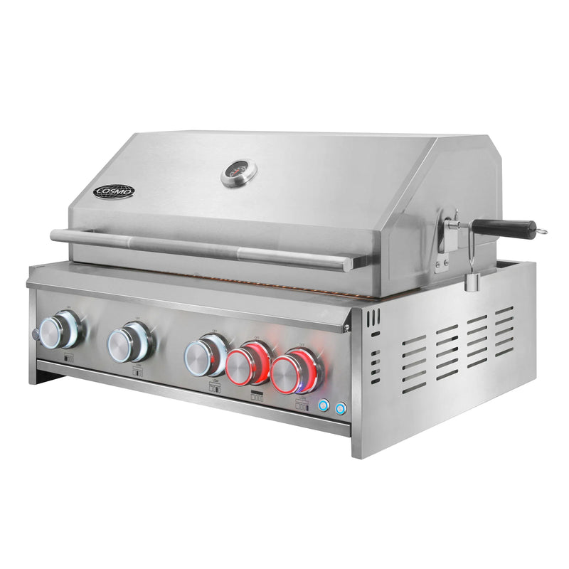 Cosmo 32" Built-In Propane Gas Grill in Stainless Steel, 5 Burners, Infrared Rotisserie, LED Lighting, COS-BGGN325K