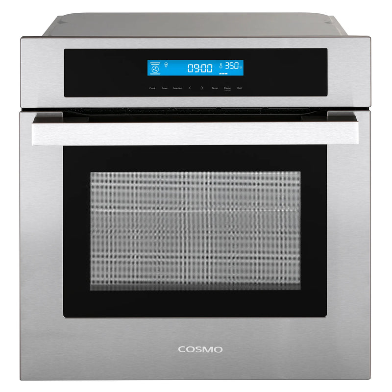 Cosmo 24" Lumin Collection Single Electric Wall Oven in Stainless Steel, 8 Functions, True European Convection, C106SIX-PT