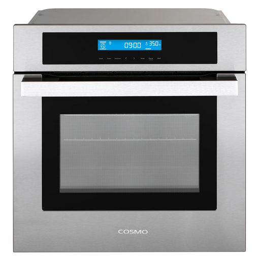 Cosmo 24" Lumin Collection Single Electric Wall Oven in Stainless Steel, 8 Functions, True European Convection, C106SIX-PT