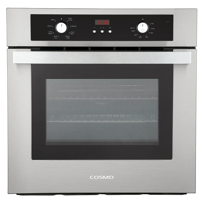 Cosmo 24" Lumin Collection Single Electric Wall Oven in Stainless Steel, 8 Functions, Turbo True European Convection, C51EIX