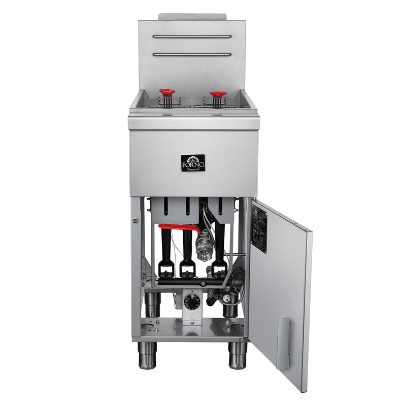 Forno Commerciale Natural Gas Deep Fryer, 3 Burners 90,000 BTU, 40 lbs, Millivolt Control