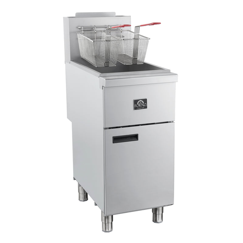 Forno Commerciale Natural Gas Deep Fryer, 3 Burners 90,000 BTU, 40 lbs, Millivolt Control