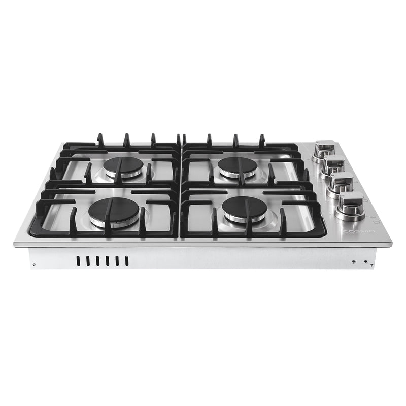 Cosmo 30" Gas Cooktop in Stainless Steel, 4 Sealed Burners, 18,000 BTU Burner, Cast-Iron Grates, COS-DIC304