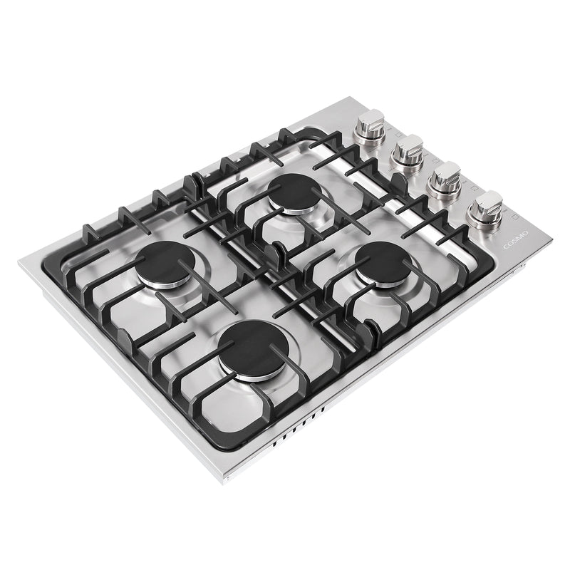Cosmo 30" Gas Cooktop in Stainless Steel, 4 Sealed Burners, 18,000 BTU Burner, Cast-Iron Grates, COS-DIC304