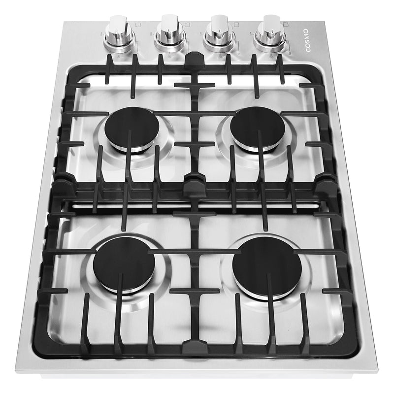 Cosmo 30" Gas Cooktop in Stainless Steel, 4 Sealed Burners, 18,000 BTU Burner, Cast-Iron Grates, COS-DIC304