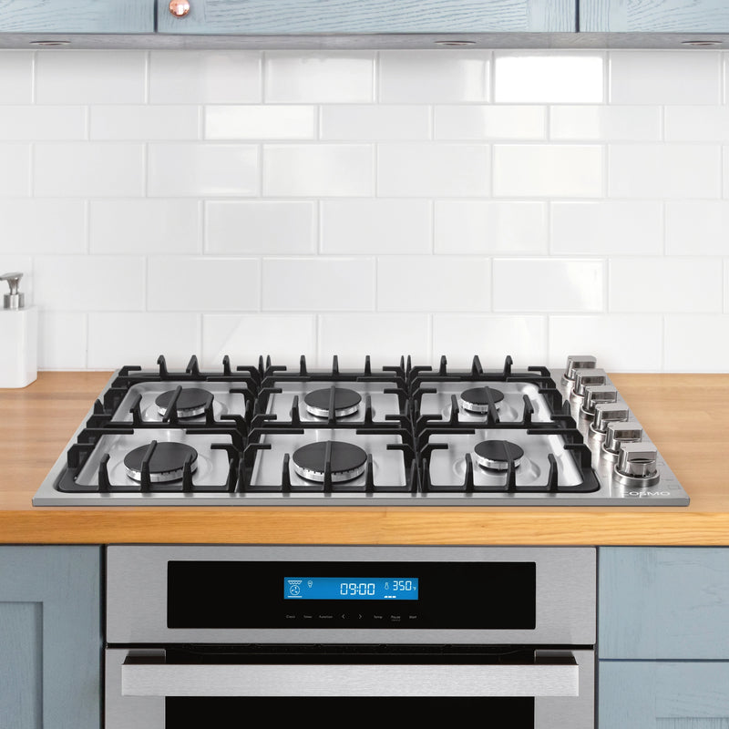 Cosmo 36" Gas Cooktop in Stainless Steel, 6 Italian Burners, Cast-Iron Grates, COS-DIC366