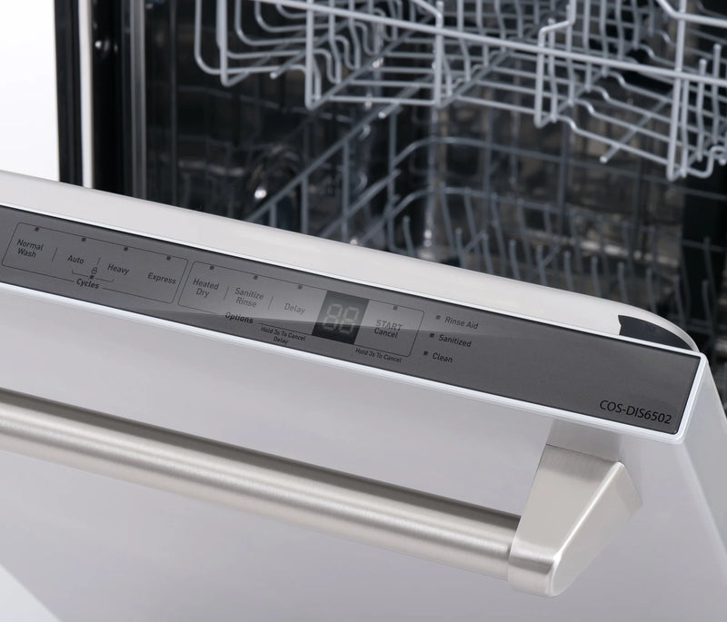 Cosmo 24" Built-In Dishwasher in Stainless Steel, Quiet 45 dBA, Touch Controls, 12 Place Settings, COS-DIS6502
