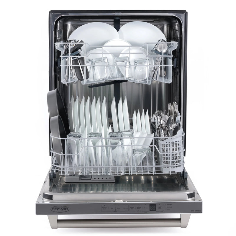 Cosmo 24" Built-In Dishwasher in Stainless Steel, Quiet 45 dBA, Touch Controls, 12 Place Settings, COS-DIS6502