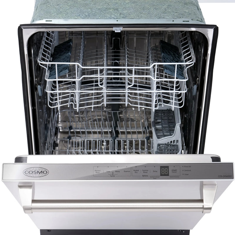 Cosmo 24" Built-In Dishwasher in Stainless Steel, Quiet 45 dBA, Touch Controls, 12 Place Settings, COS-DIS6502