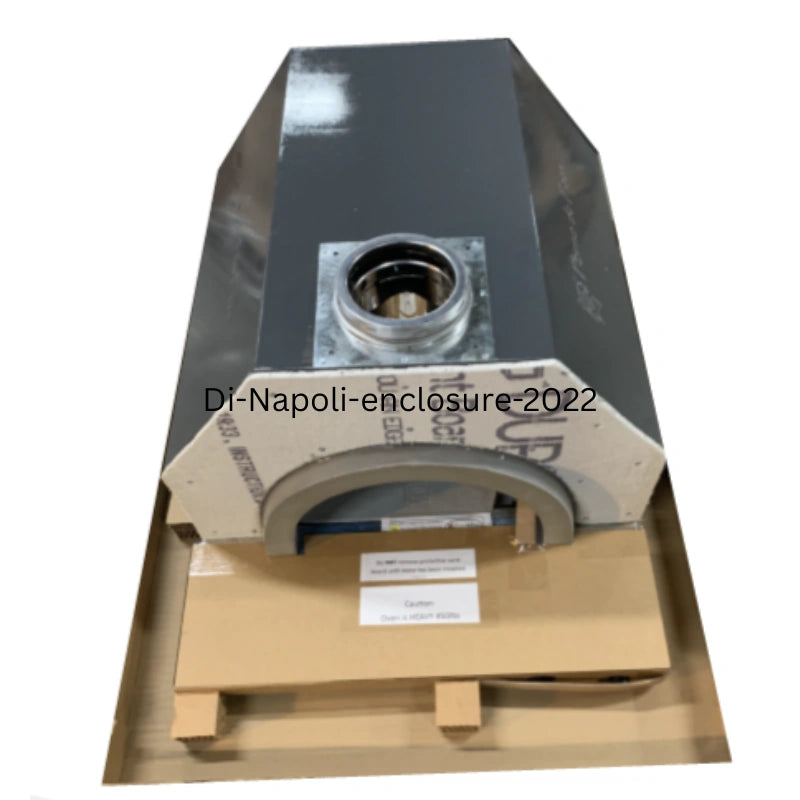 HPC Fire Inspired Di Napoli Series built-in pizza oven with refractory cement, stainless steel chimney, and arched front enclosure.