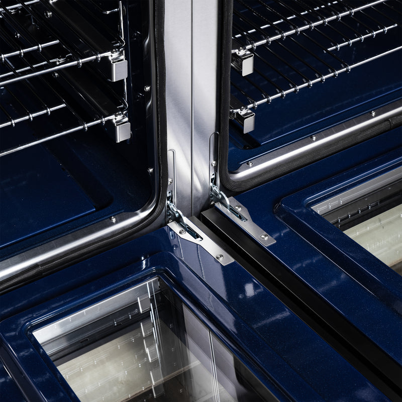 Forno Massimo 48" Freestanding Dual Fuel Range in Black, with 8 Sealed Burners, Air Fryer Kit, Wok Support & Griddle, with Antique Brass Handles, FFSGS6125-48BLK