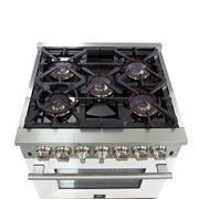 Forno Capriasca 30" Freestanding Dual Fuel Range in in Stainless Steel with White Door, 5 Brass Burners, True Convection, Cast-Iron Grates, FFSGS6187-30WHT