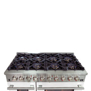 Forno Capriasca 48" Freestanding Dual Fuel Range in in Stainless Steel with White Door, 8 Brass Burners, Double Oven, True Convection, FFSGS6187-48WHT