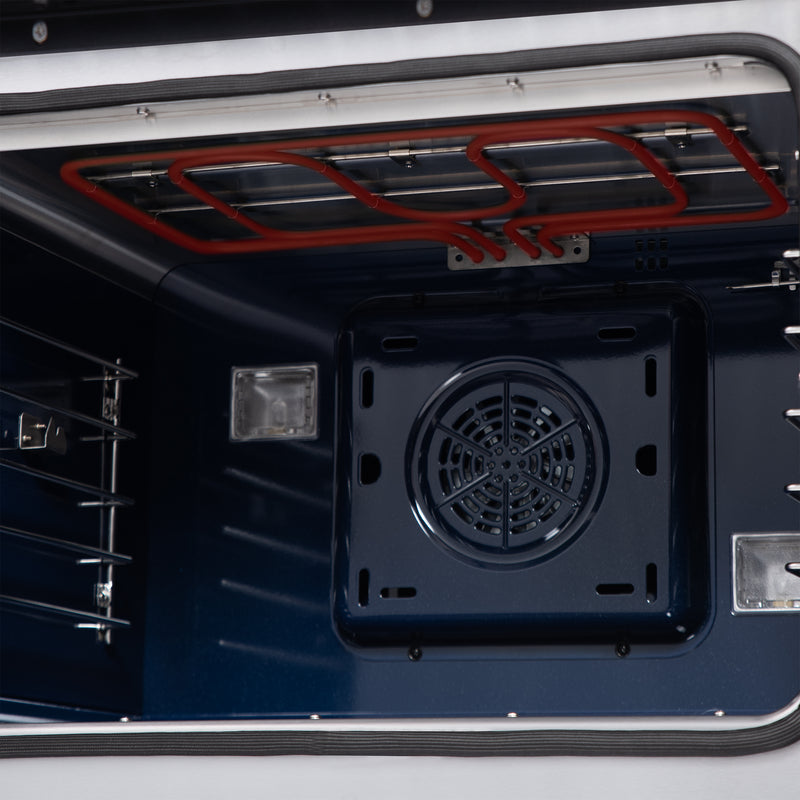 Forno Capriasca 30" Freestanding French Door Dual Fuel Range in Black with 5 Brass Burners, Air Fryer Kit, Rotisserie Kit, Wok Support & Griddle in Black with Antique Brass Accents, FFSGS6387-30BLK