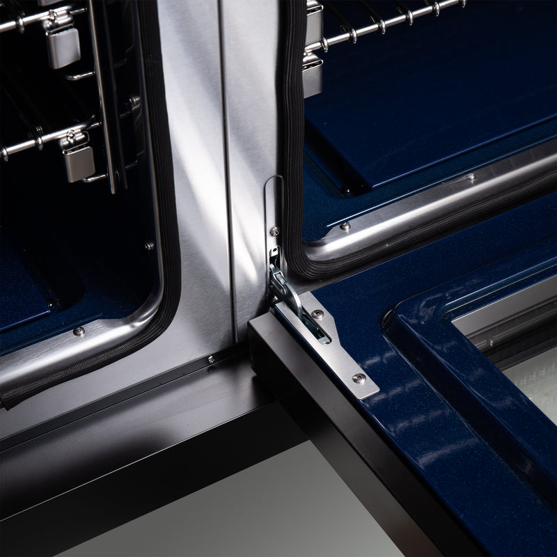 Forno Capriasca 48" 6.58 cu. ft. Dual Fuel Range with 8 Brass Burners, Air Fryer Kit, Rotisserie Kit, Wok Support & Griddle in Black with Antique Brass Handles, FFSGS6387-48BLK