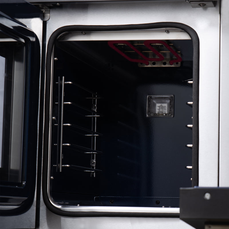 Forno Capriasca 48" 6.58 cu. ft. Dual Fuel Range with 8 Brass Burners, Air Fryer Kit, Rotisserie Kit, Wok Support & Griddle in Black with Antique Brass Handles, FFSGS6387-48BLK