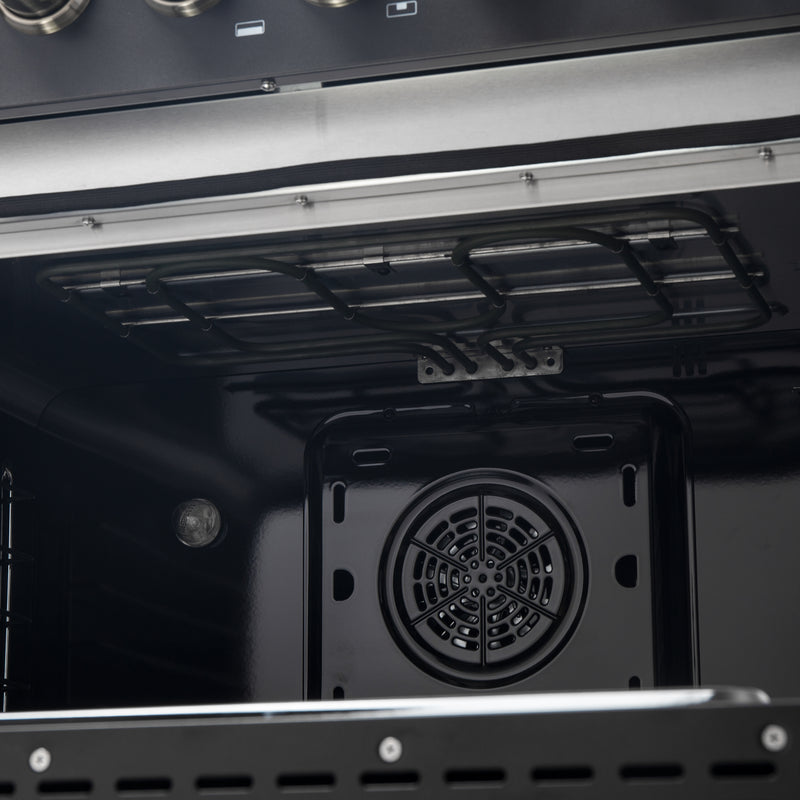 Forno Galiano 36" Freestanding Dual Fuel Range in Black, 6 Sealed Burners, True Convection, with Antique Brass Handles, FFSGS6156-36BLK