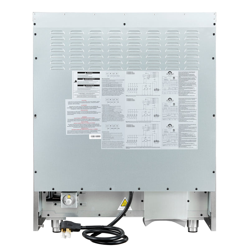 Forno Galiano 30" Freestanding French Door Dual Fuel Range in Black, True Convection, 5 Burners, with Antique Brass Handles, FFSGS6356-30BLK