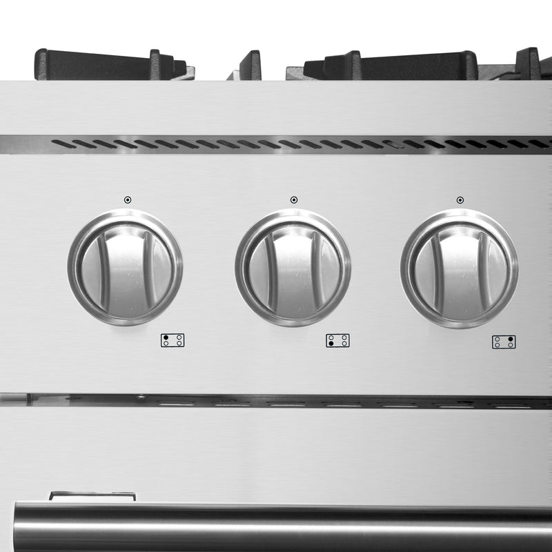 Forno Marco 30" Freestanding Dual Fuel Range in Stainless Steel, True Convection, 4 Burners, FFSGS6197-30