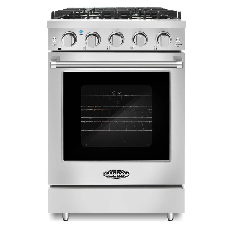 Cosmo 24" Haven Collection 3.73 cu. ft. Freestanding Gas Range in Stainless Steel, Convection Fan, 4 Sealed Burners, COS-EPGR244