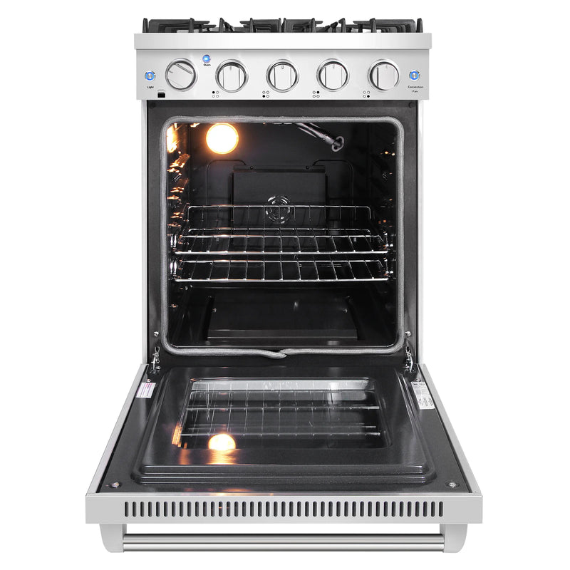 Cosmo 24" Haven Collection 3.73 cu. ft. Freestanding Gas Range in Stainless Steel, Convection Fan, 4 Sealed Burners, COS-EPGR244