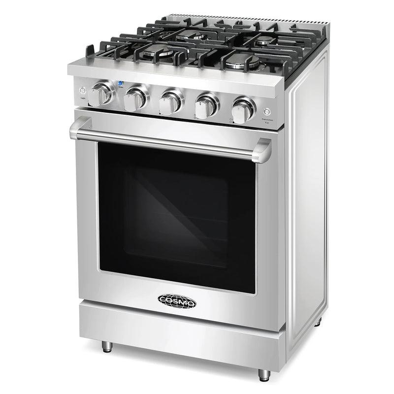 Cosmo 24" Haven Collection 3.73 cu. ft. Freestanding Gas Range in Stainless Steel, Convection Fan, 4 Sealed Burners, COS-EPGR244