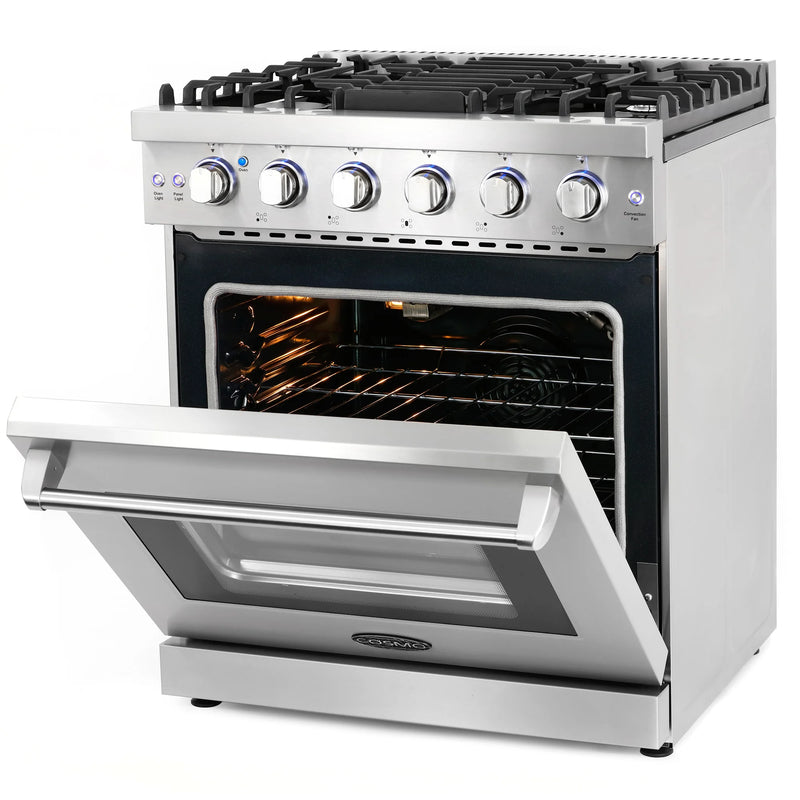 Cosmo 30" Haven Collection 4.5 cu. ft. Freestanding Gas Range in Stainless Steel, Convection Fan, 5 Sealed Burners, COS-EPGR304