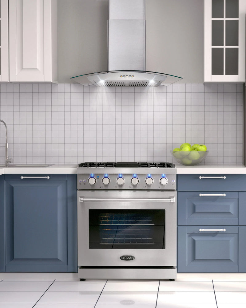 Cosmo 30" Haven Collection 4.5 cu. ft. Freestanding Gas Range in Stainless Steel, Convection Fan, 5 Sealed Burners, COS-EPGR304