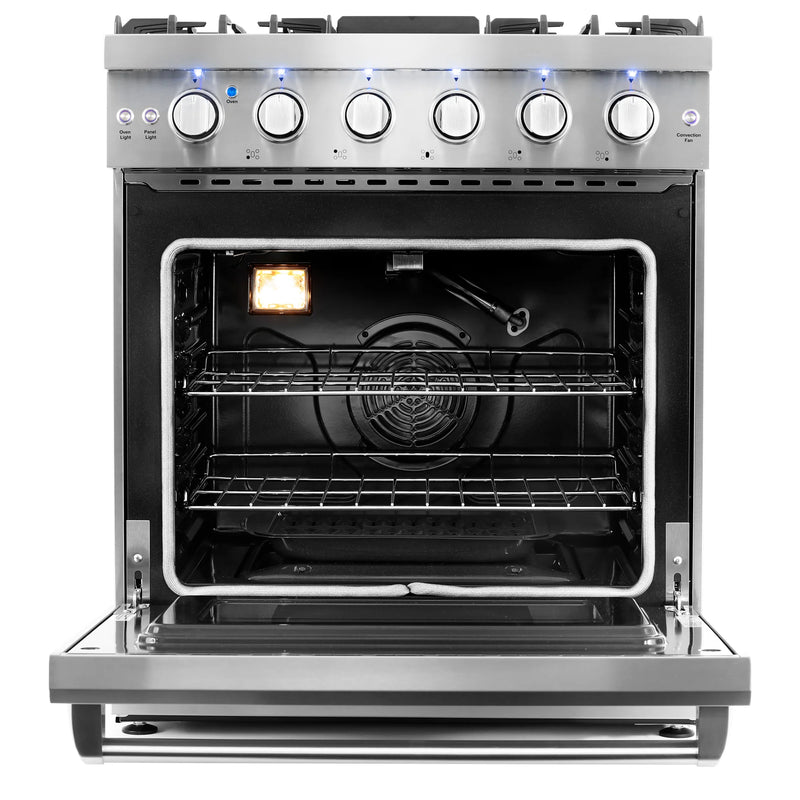 Cosmo 30" Haven Collection 4.5 cu. ft. Freestanding Gas Range in Stainless Steel, Convection Fan, 5 Sealed Burners, COS-EPGR304