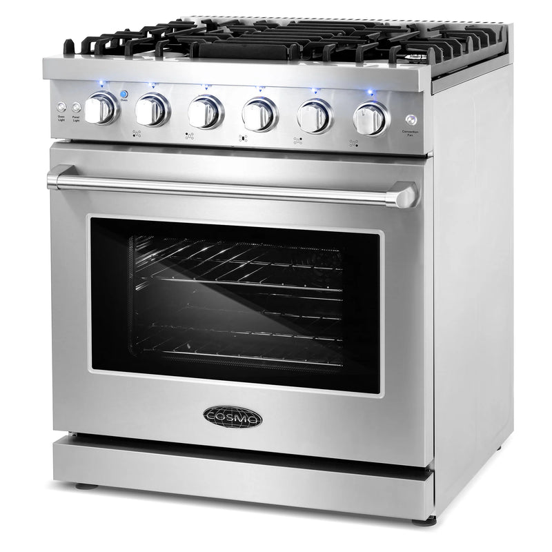 Cosmo 30" Haven Collection 4.5 cu. ft. Freestanding Gas Range in Stainless Steel, Convection Fan, 5 Sealed Burners, COS-EPGR304