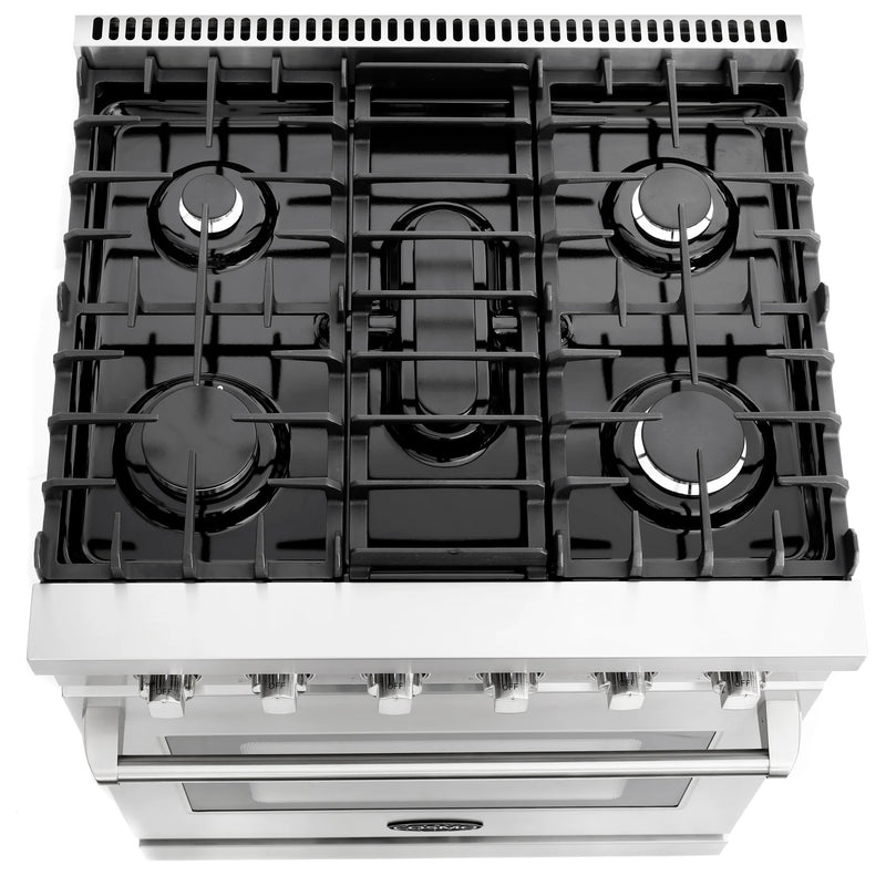 Cosmo 30" Haven Collection 4.5 cu. ft. Freestanding Gas Range in Stainless Steel, Convection Fan, 5 Sealed Burners, COS-EPGR304