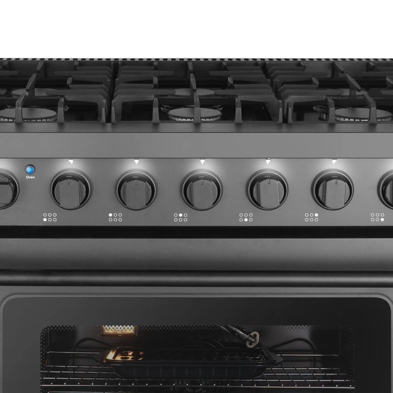 Cosmo 36" Haven Collection 6.0 cu. ft. Freestanding Gas Range in Matte Black, Convection Fan, 6 Sealed Burners, COS-EPGR366-BK