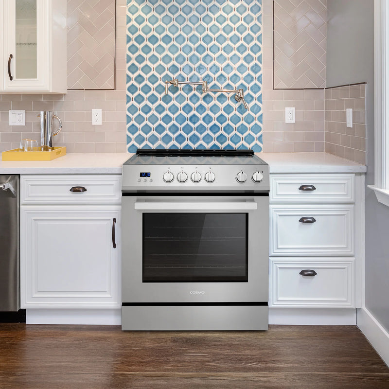 Cosmo 30" Stellar Collection 5.0 cu. ft. Electric Range in Stainless Steel, Convection Oven, 4 Burners, COS-ERD304K