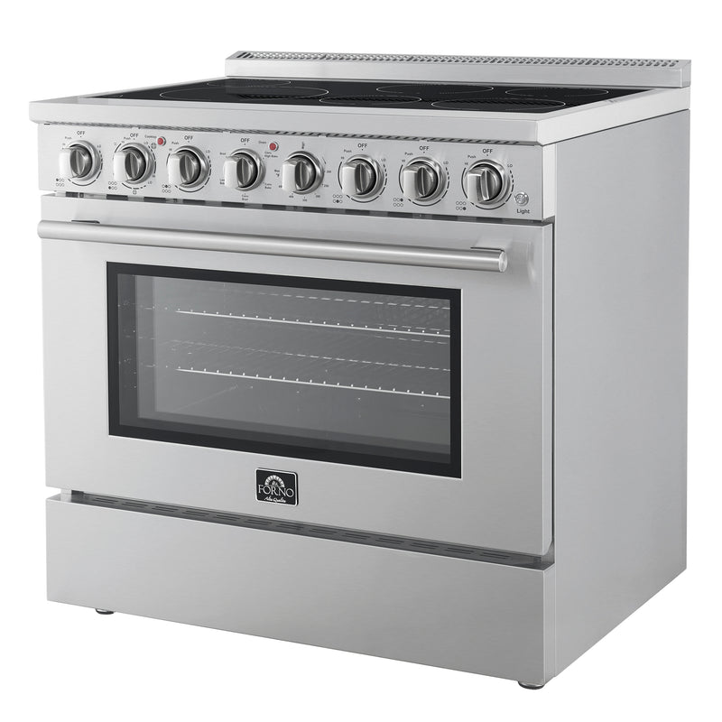 Forno Paolo 36" Freestanding Electric Range in Stainless Steel, True Convection, 6 Burners, FFSEL6011-36