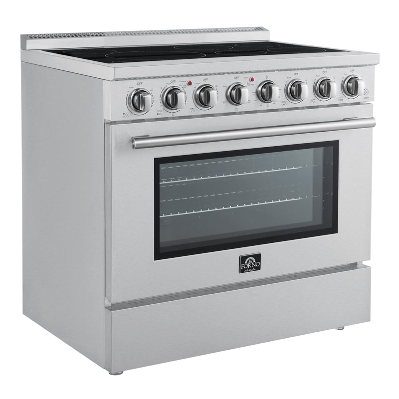 Forno Paolo 36" Freestanding Electric Range in Stainless Steel, True Convection, 6 Burners, FFSEL6011-36