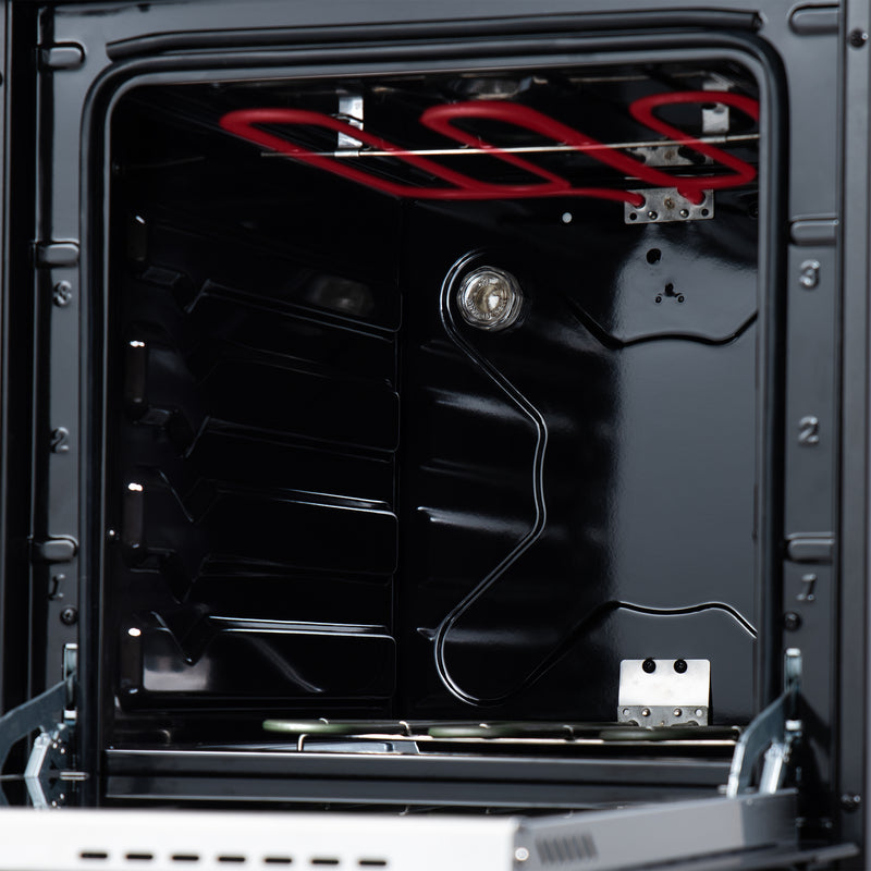 Forno Pallerano 20" Freestanding Electric Range in Black, 4 Burners, Storage Drawer, with Antique Brass Handles, FFSEL6052-20BLK