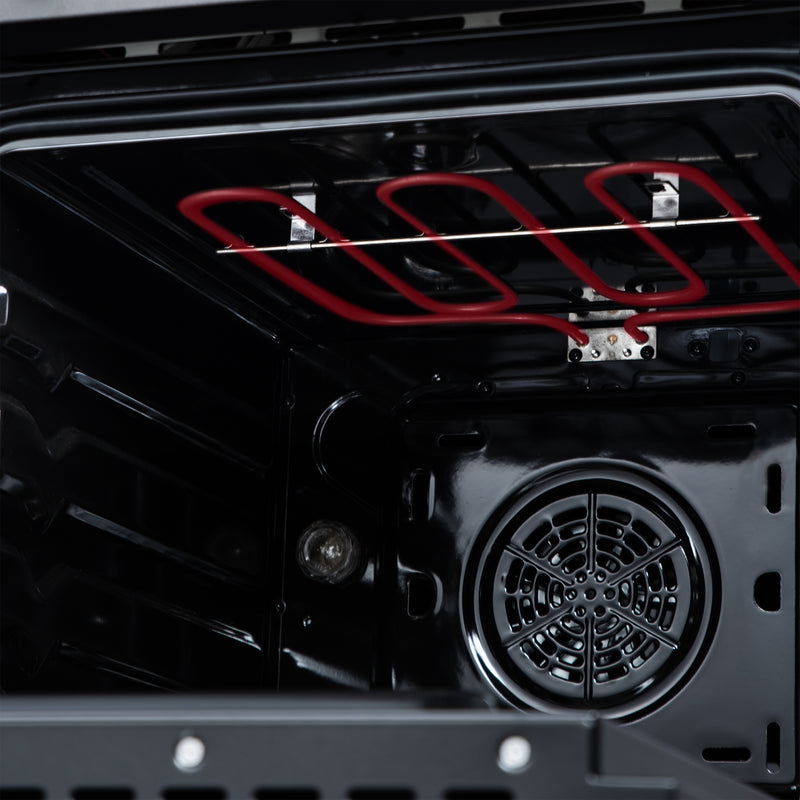 Forno Loiano 24" Freestanding Electric Range in Black, Air Fry, 4 Burners, with Antique Brass Handles, FFSEL6069-24BLK